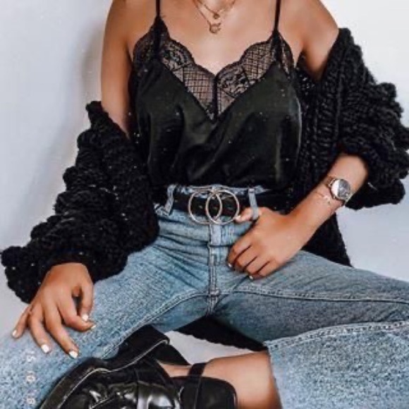 Tops - Black lace cami top